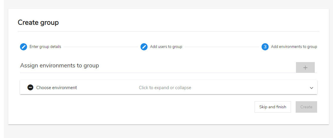 Create Group – Add environment to group