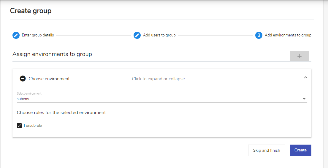 Create Group – Add environment to group