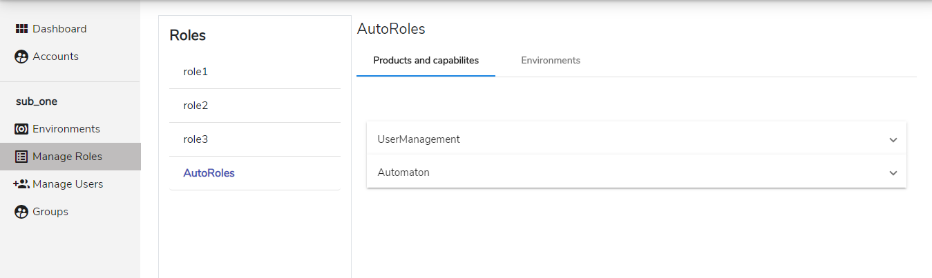 Sub account roles